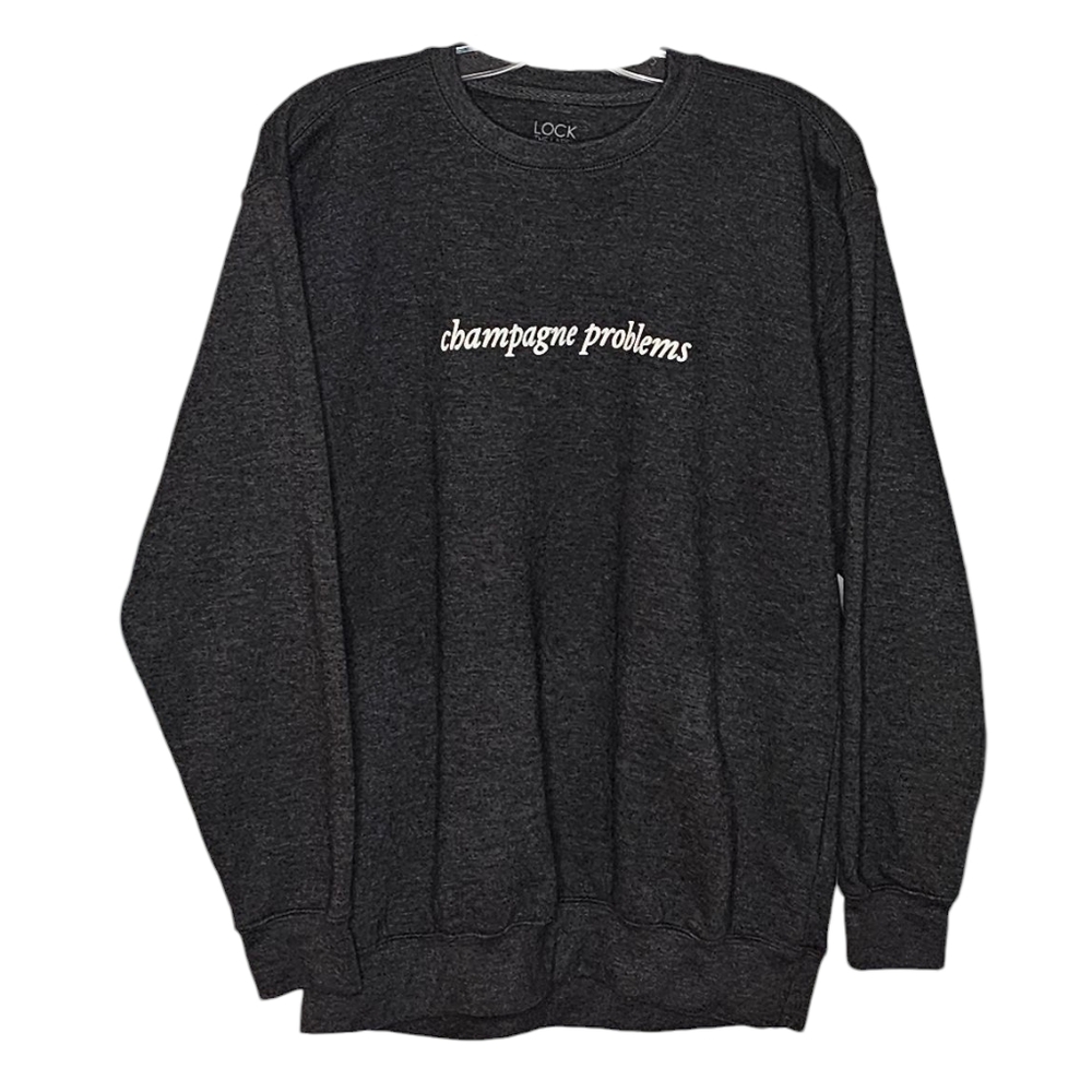 Champagne Problems Charcoal Grey Crewneck Swiftie Sweatshirt size Large